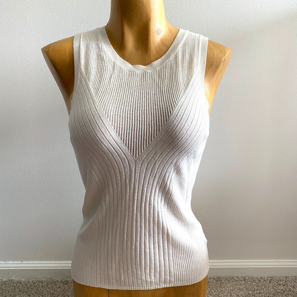 Express Ribbed White Tank
